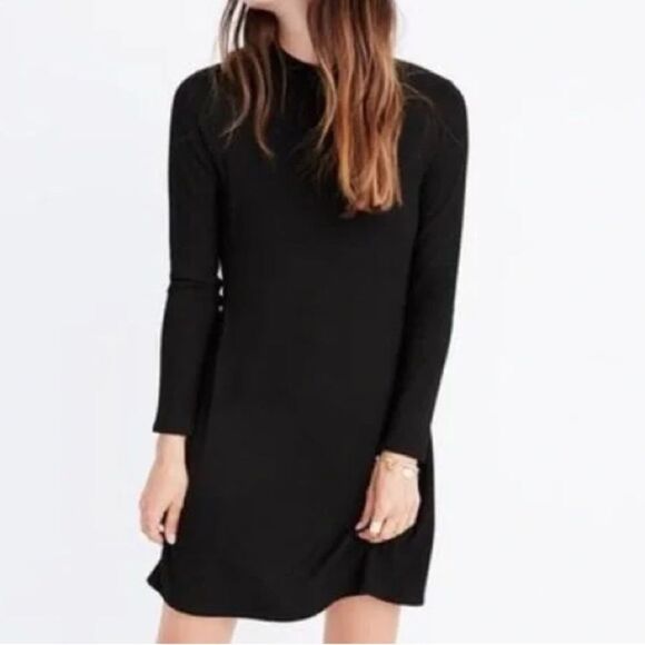 MADEWELL City Block Ribbed Mock Neck Dress Womens Small A-Line Academia Preppy - Picture 10 of 16